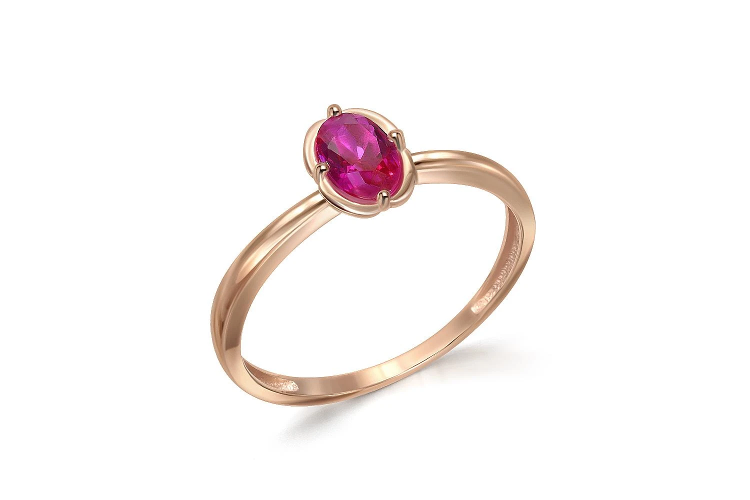 Кольцо из красного золота с корундом