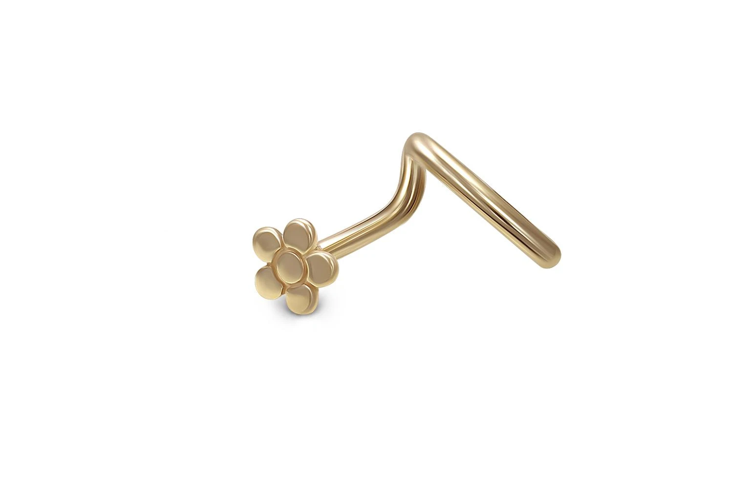 Пирсинг в нос Цветок из жёлтого золота без вставок