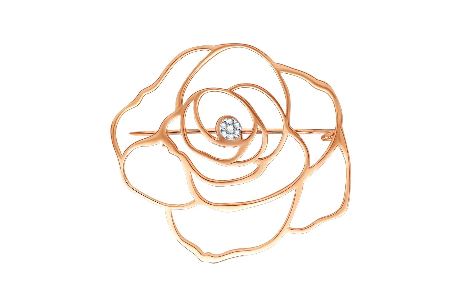 Брошь Цветок из красного золота с 7 бриллиантами