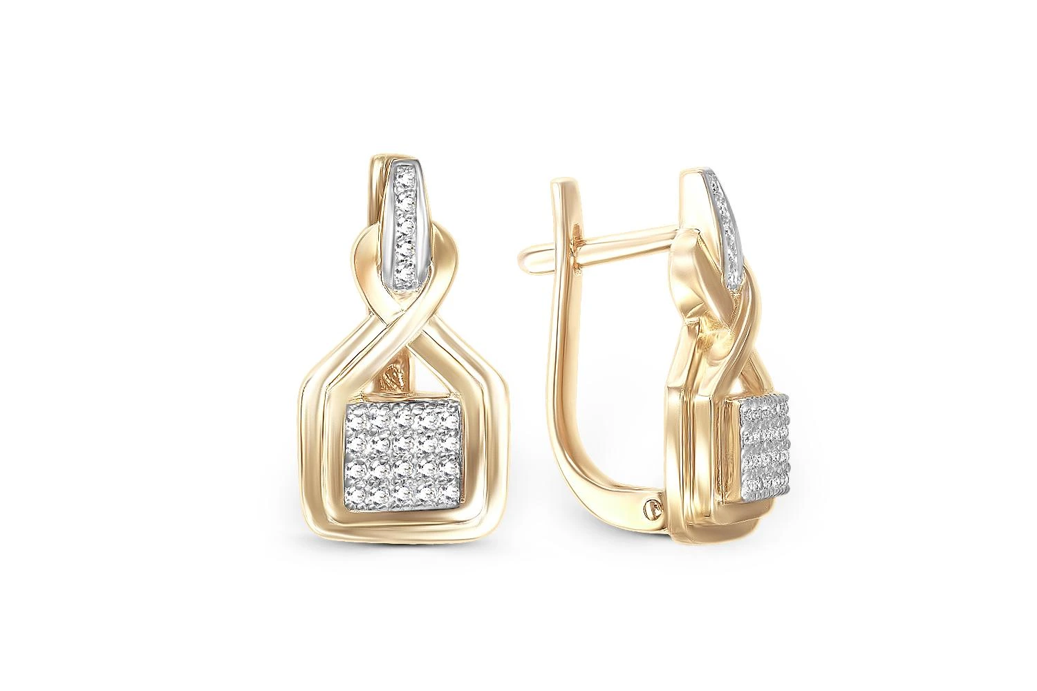 Серьги из жёлтого золота с 50 фианитами