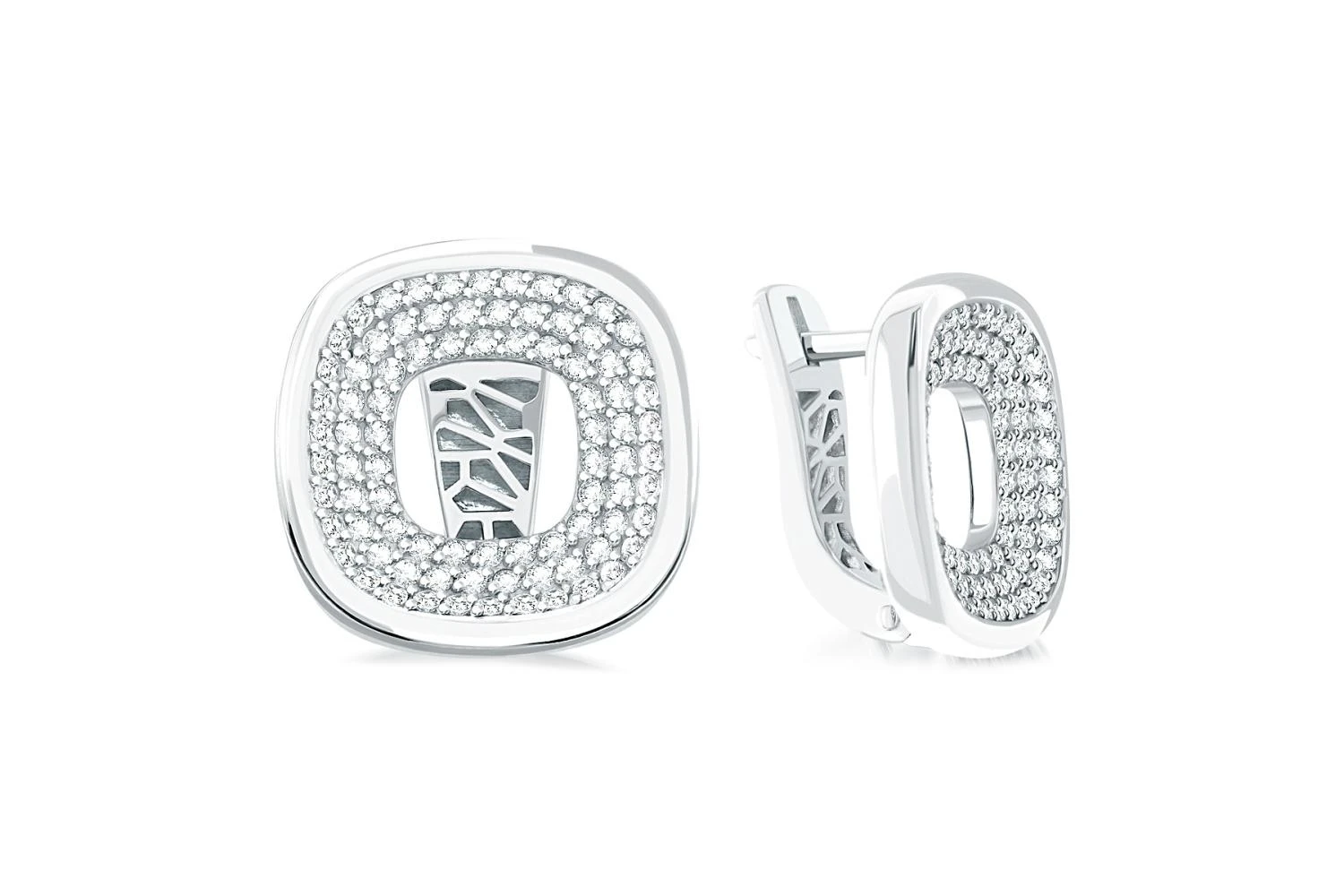 Серьги из белого золота с 168 муассанитами