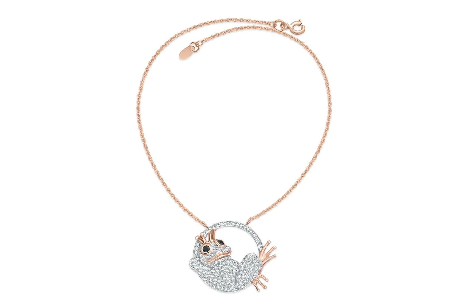 Колье Лягушка из красного золота с 156 фианитами
