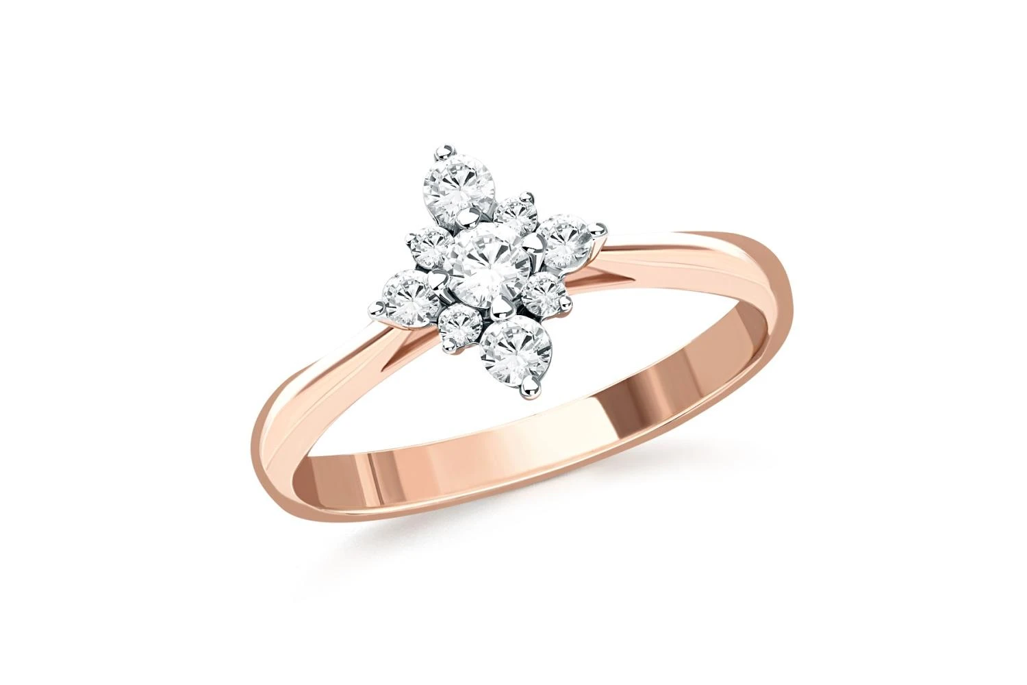 Кольцо из красного золота с 9 муассанитами