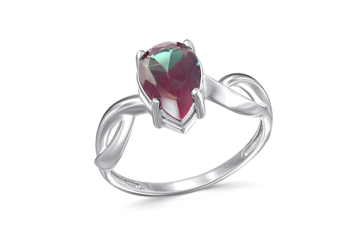 Кольцо из белого золота с александритом