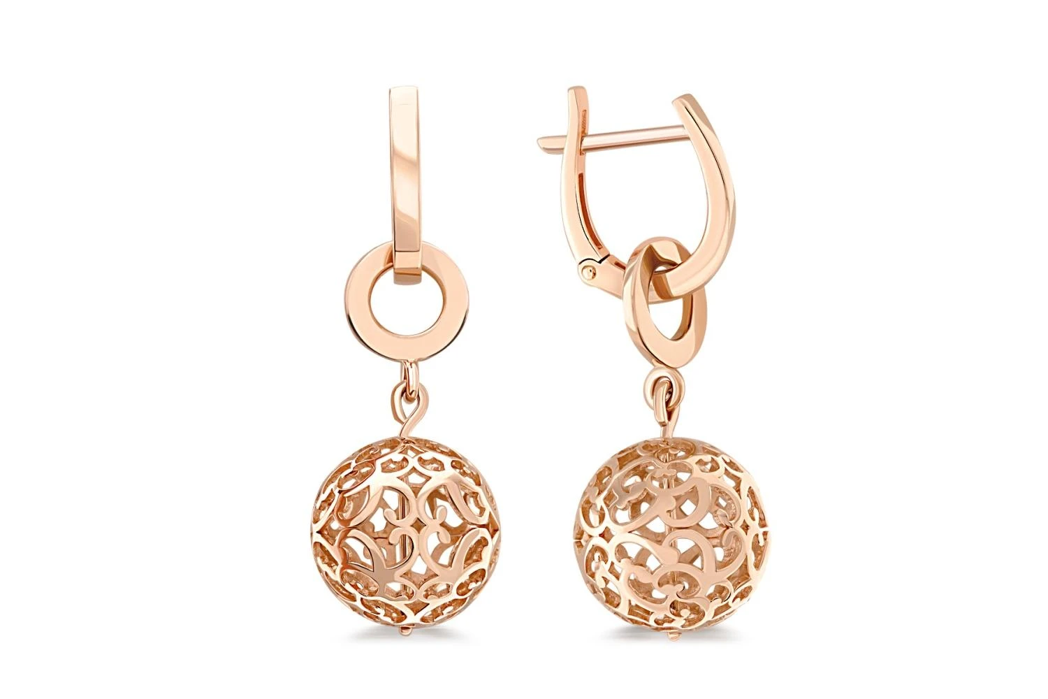 Серьги-трансформеры Шары из красного золота без вставок