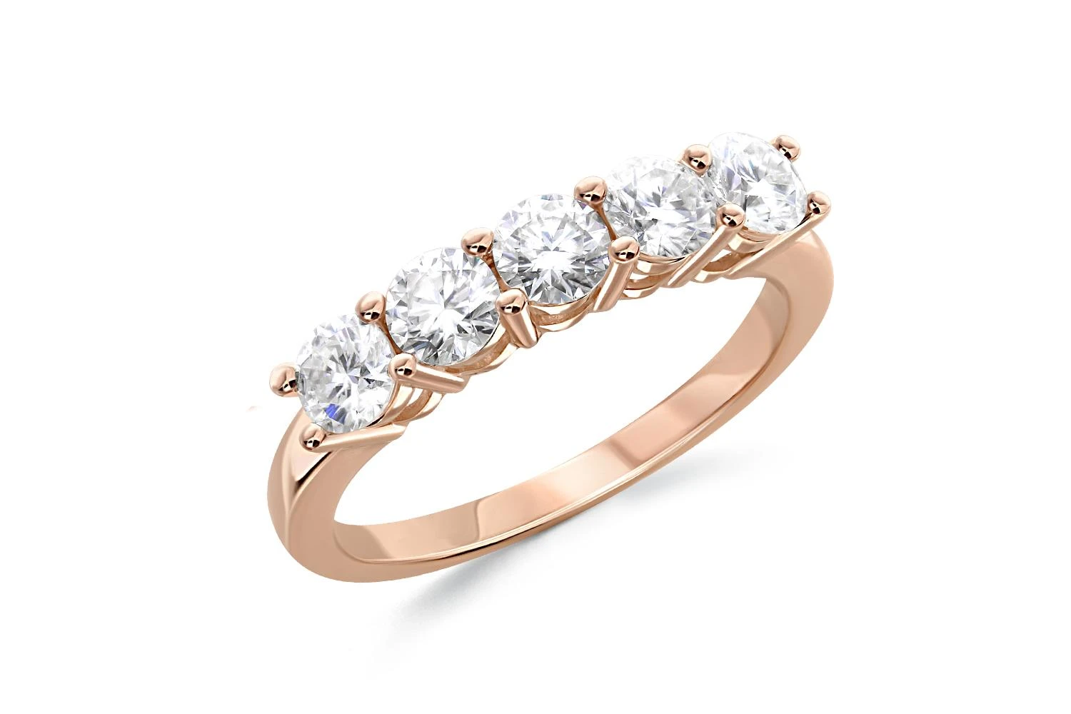 Кольцо Дорожка из красного золота с 5 бриллиантами