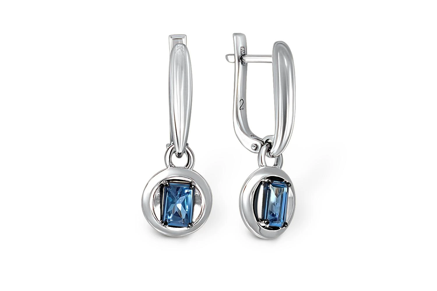 Серьги из белого золота с 2 ситаллами