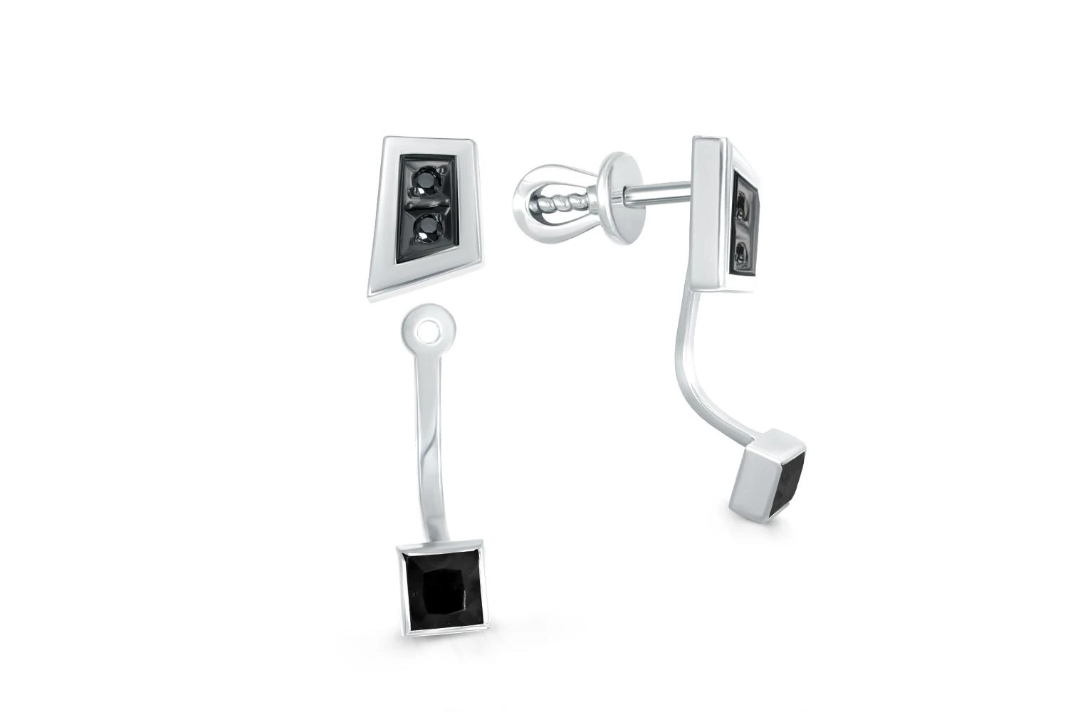 Серьги-пусеты из белого золота с 6 фианитами