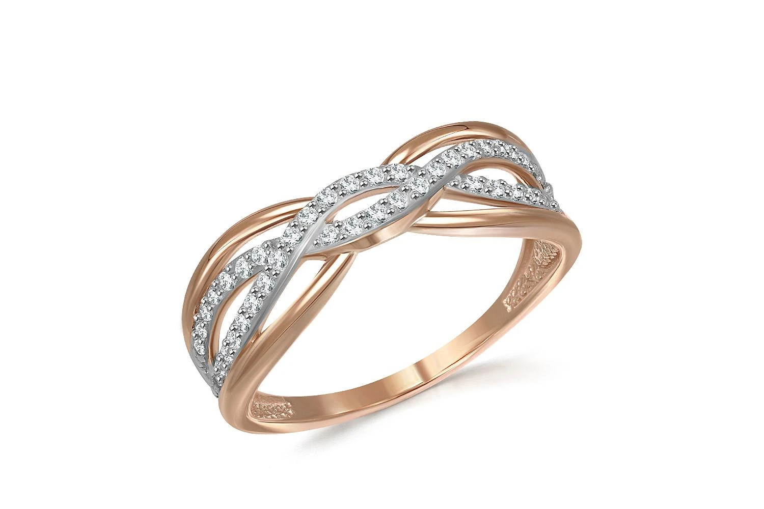 Кольцо из красного золота с 42 фианитами