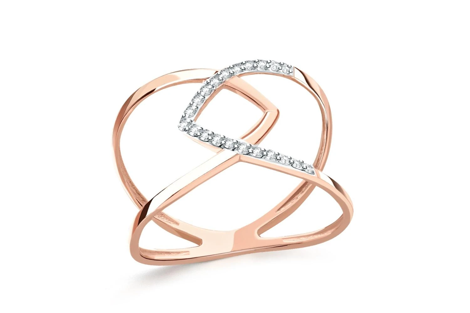 Кольцо из красного золота с 21 бриллиантами