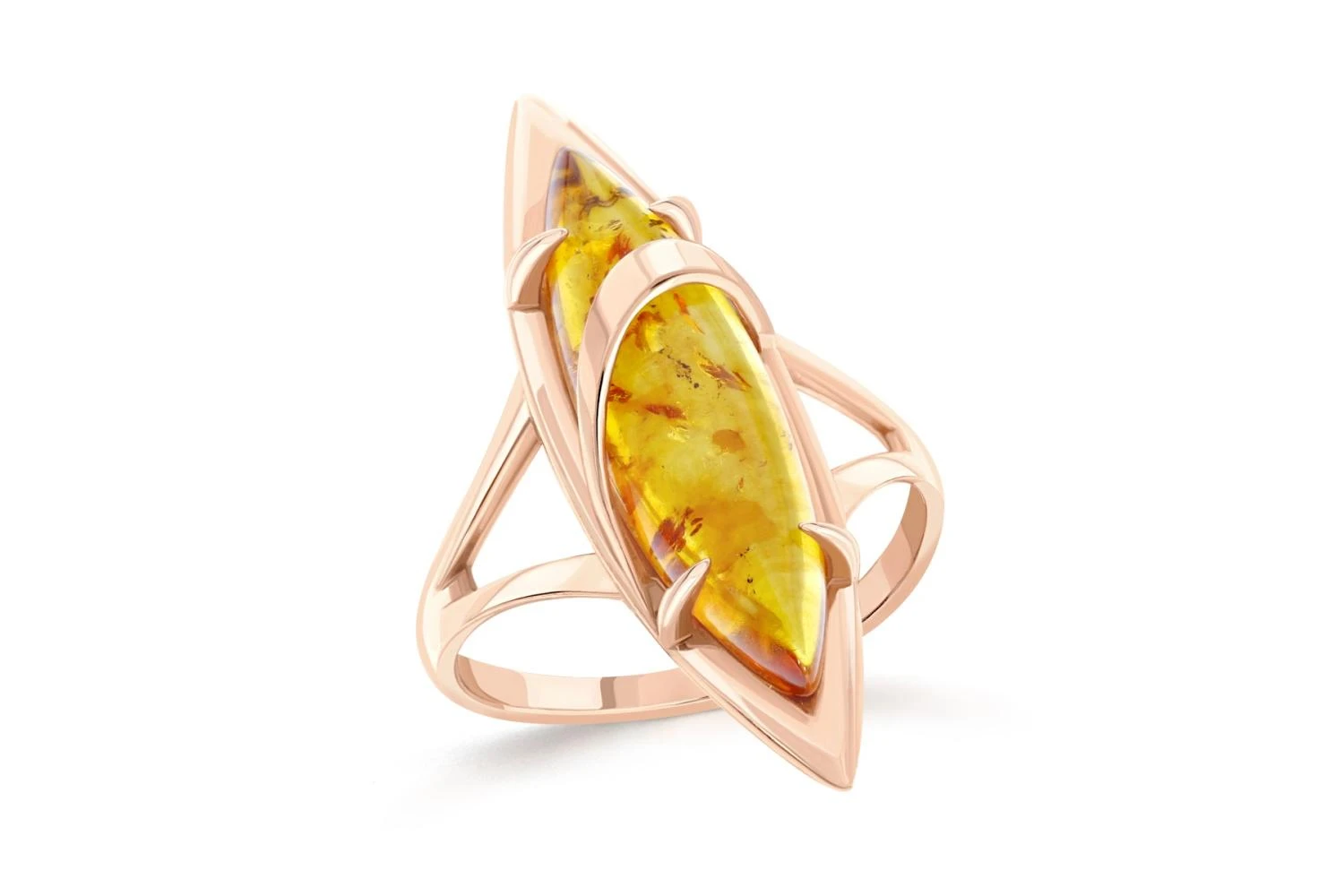 Кольцо из красного золота с янтарём