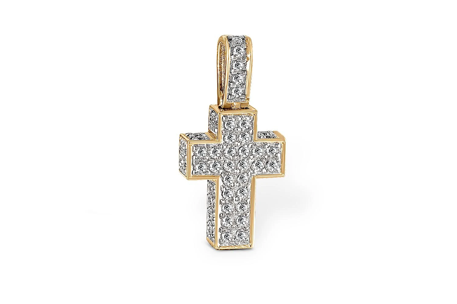 Крест из жёлтого золота с 71 фианитами