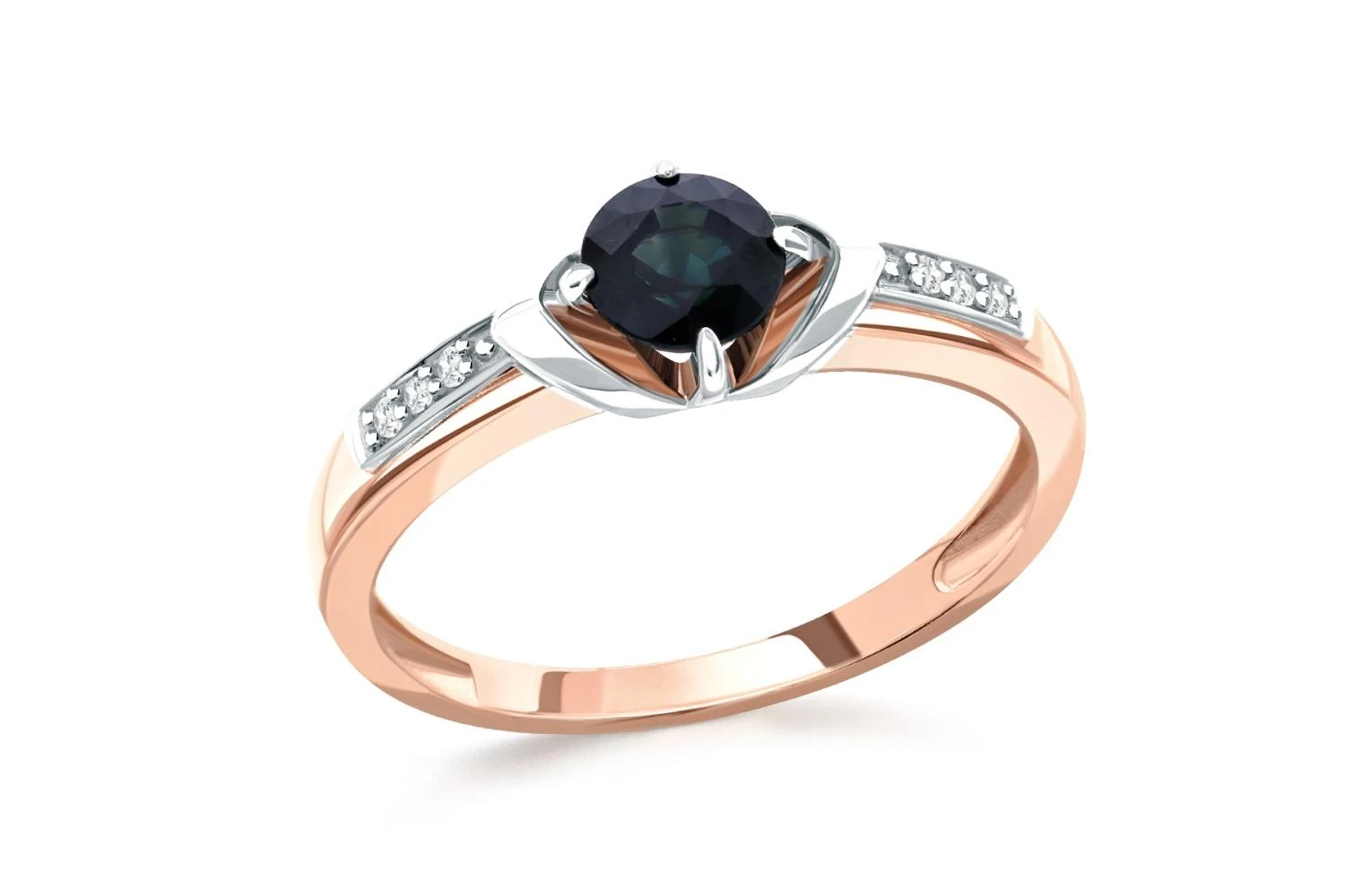 Кольцо из красного золота с сапфиром и 6 бриллиантами