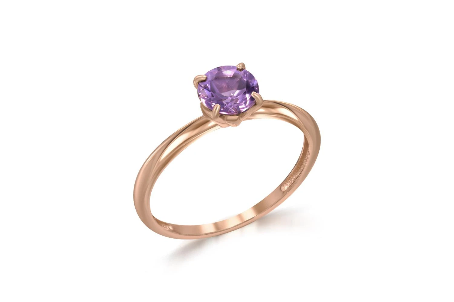 Кольцо из красного золота с аметистом