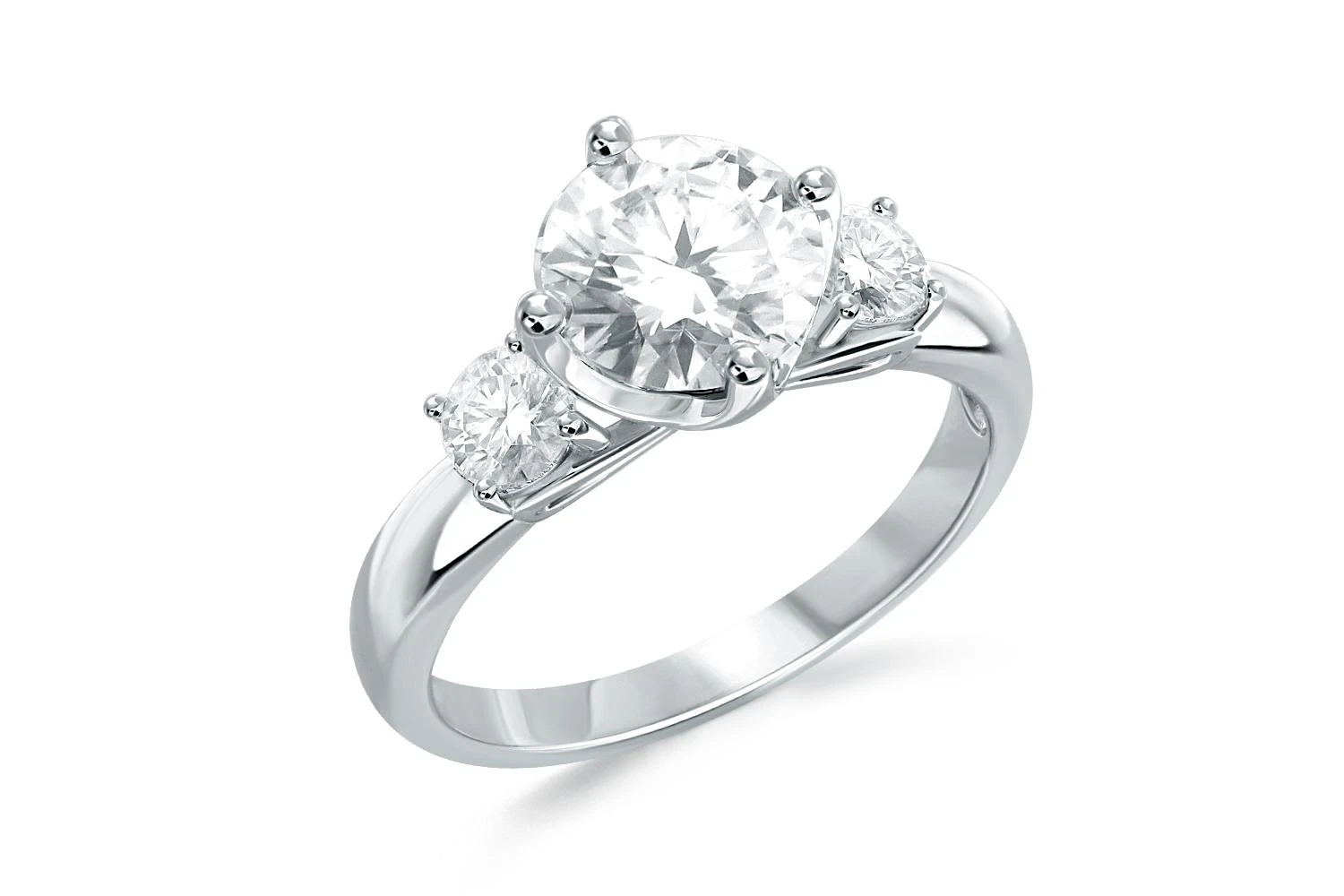 Кольцо из белого золота с 3 муассанитами