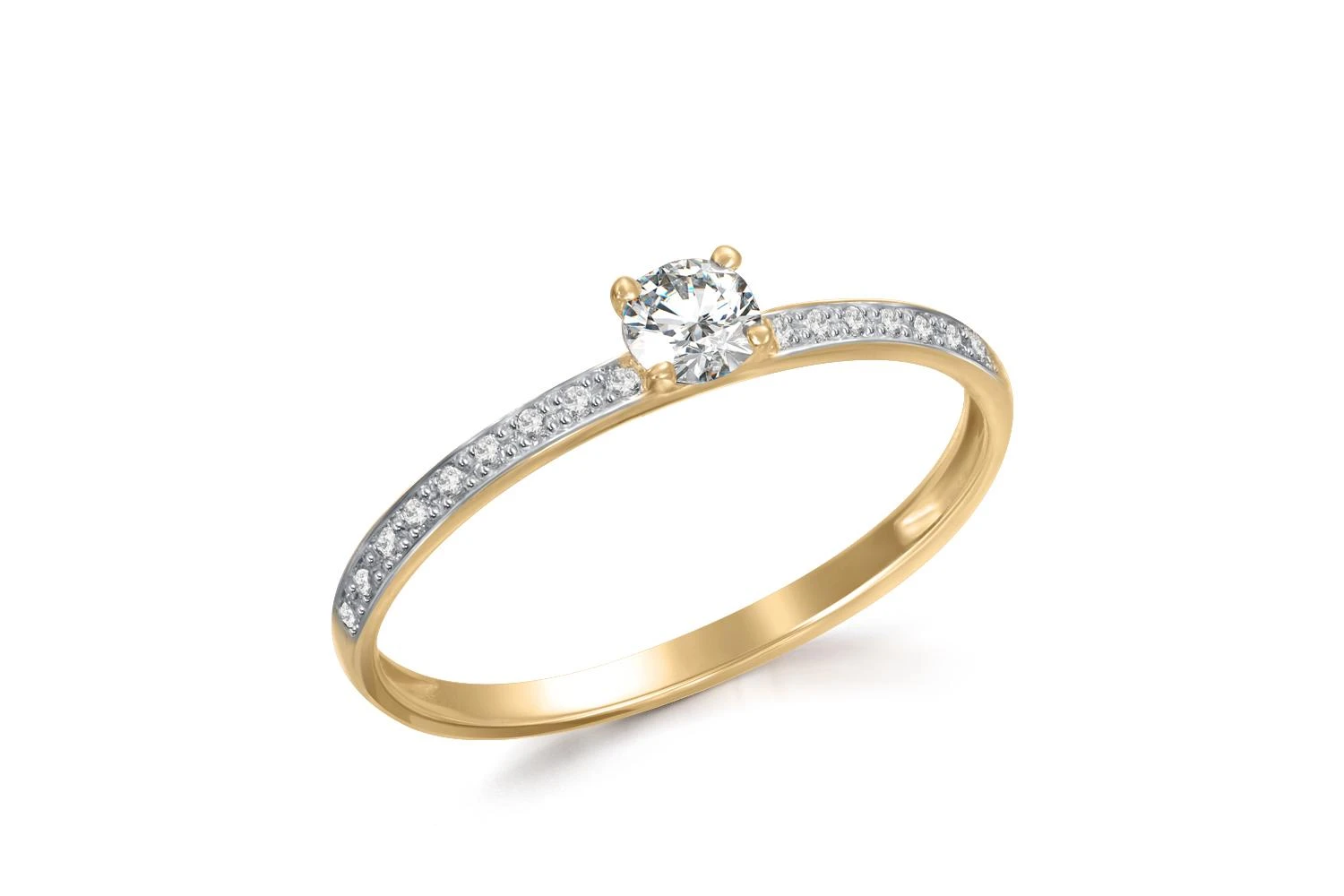 Кольцо из жёлтого золота с 19 фианитами