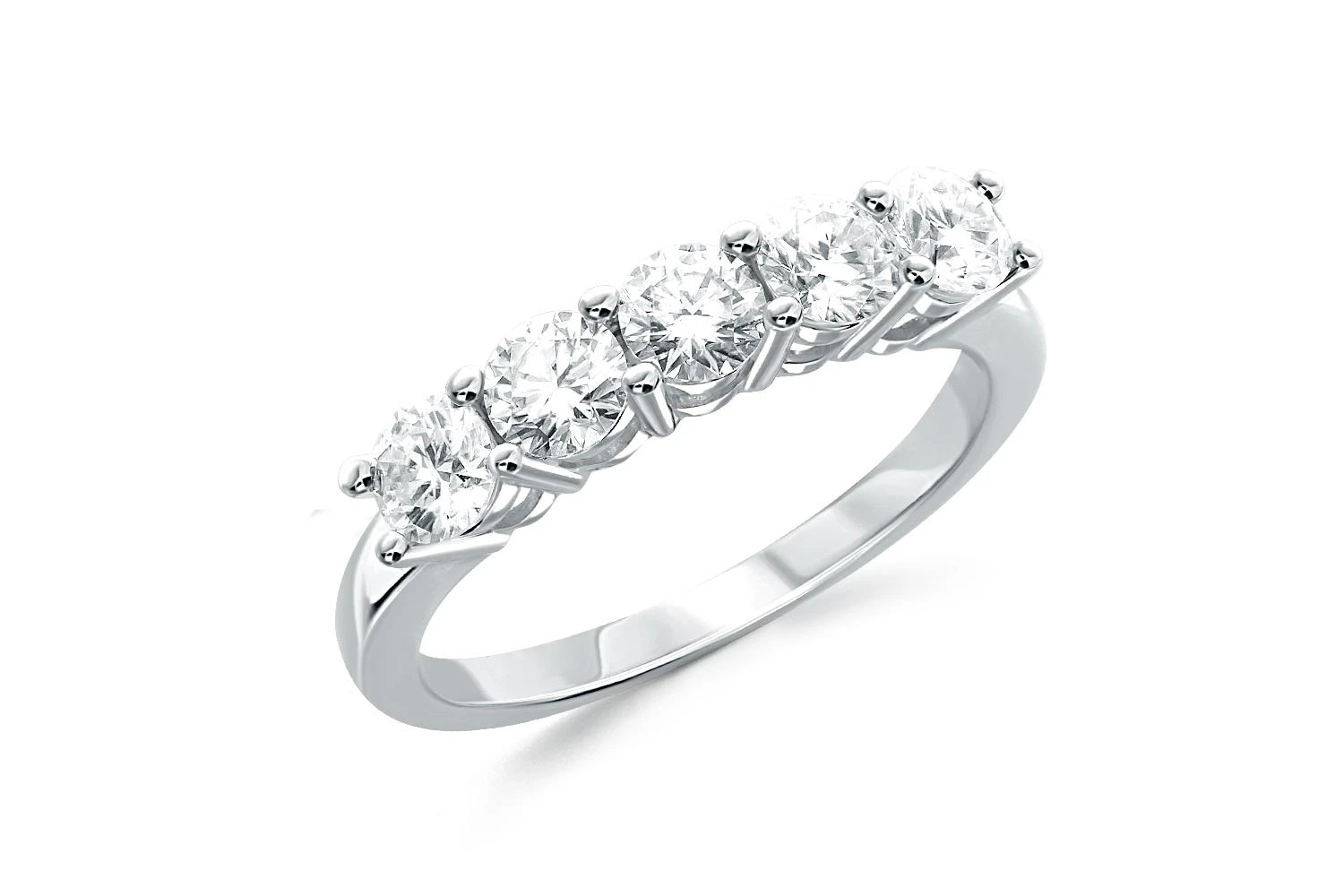 Кольцо Дорожка из белого золота с 5 бриллиантами