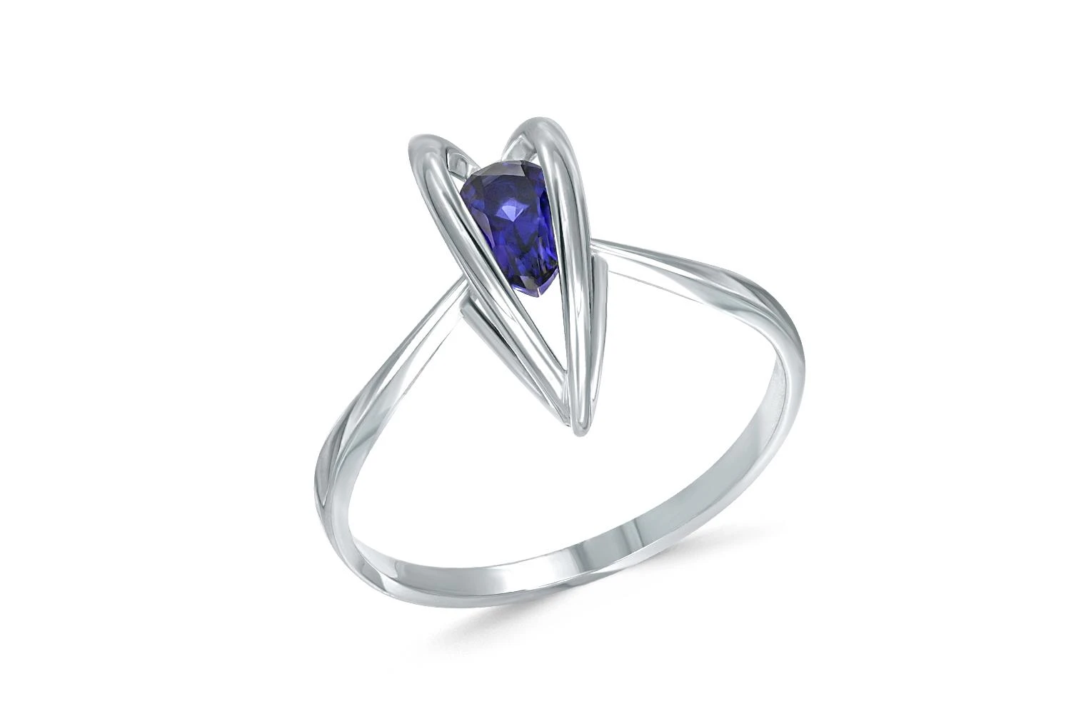 Кольцо из белого золота с корундом