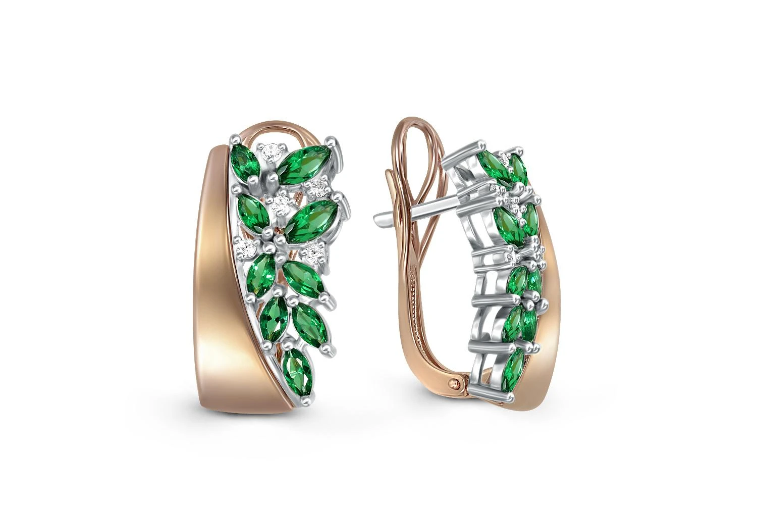 Серьги из красного золота с 28 фианитами