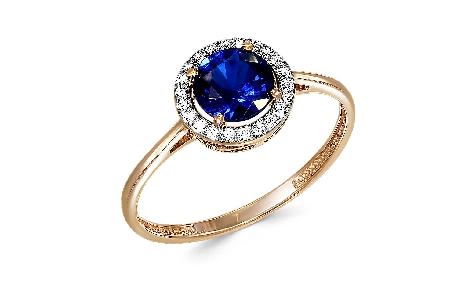 Кольцо из красного золота с 23 фианитами