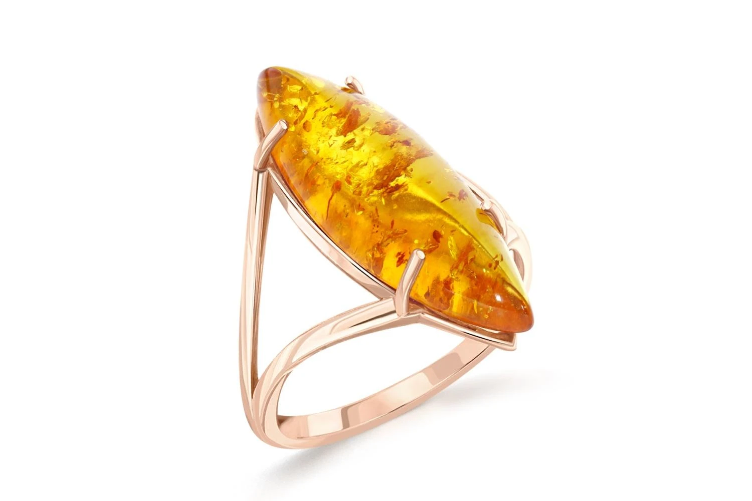Кольцо из красного золота с янтарём