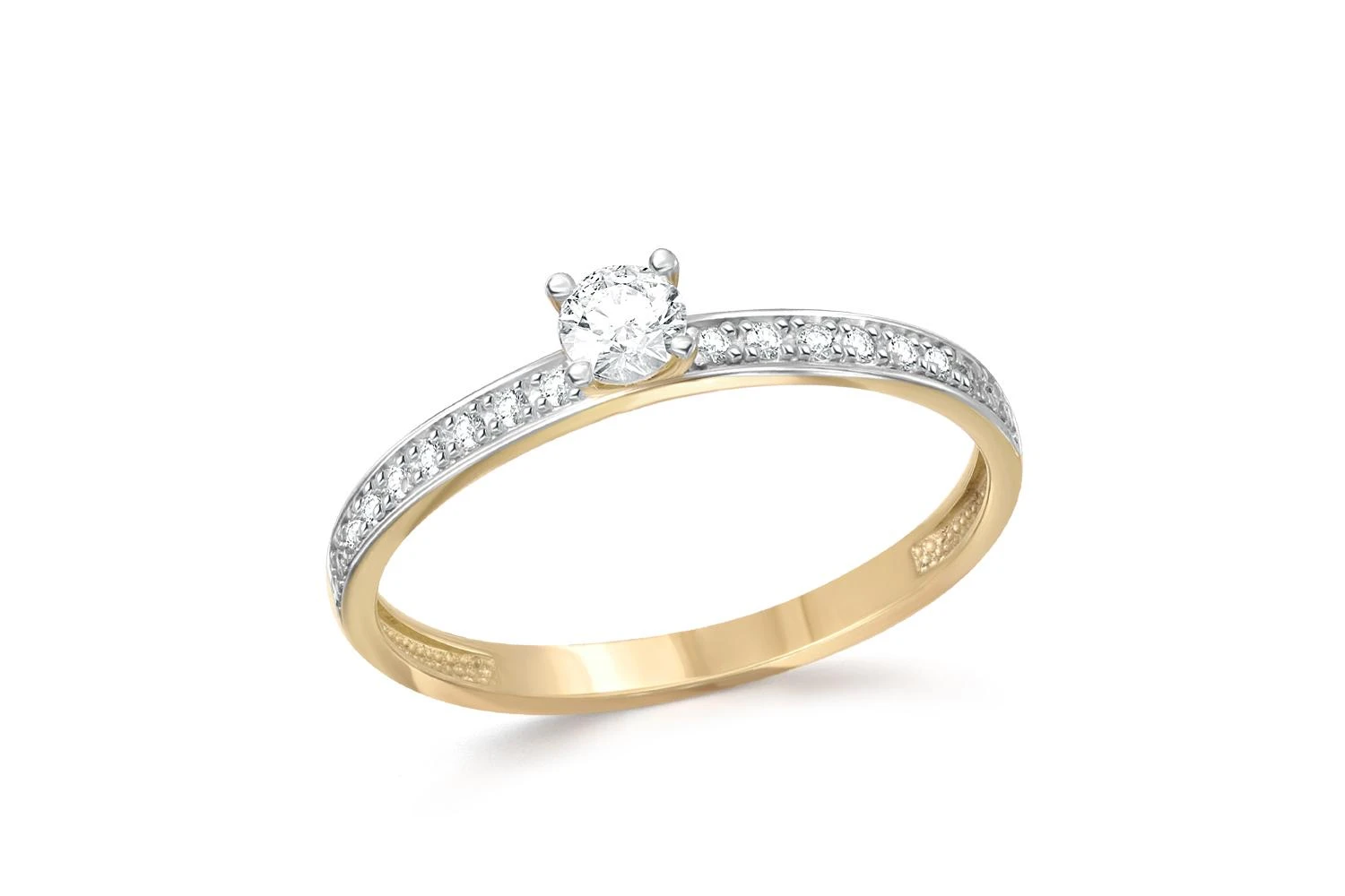 Кольцо Дорожка из жёлтого золота с 19 фианитами