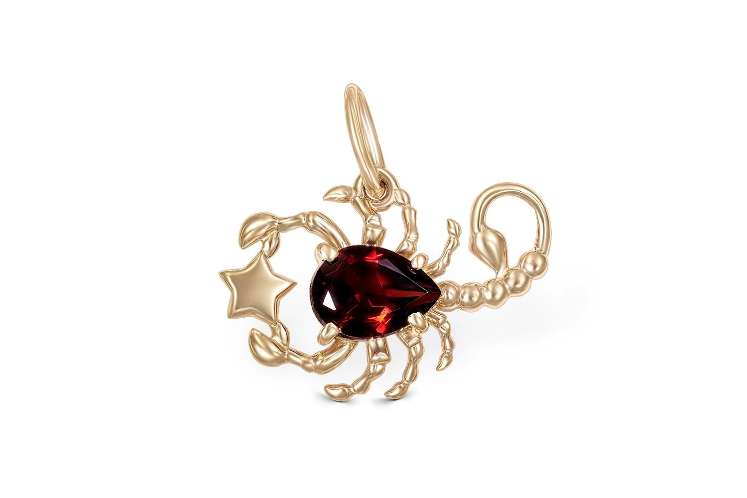 Подвеска Скорпион из красного золота с гранатом