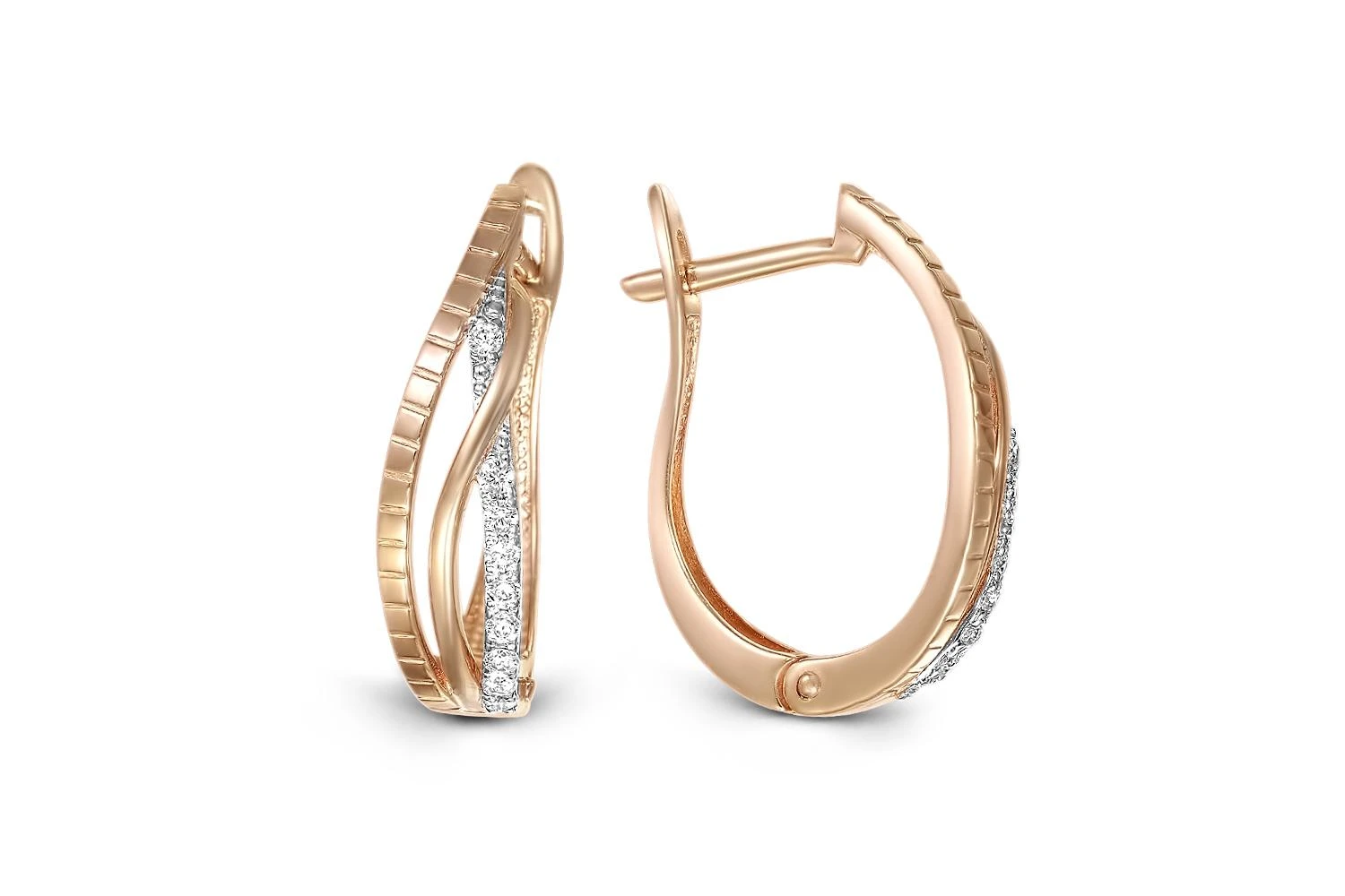 Серьги Дорожки из красного золота с 18 бриллиантами