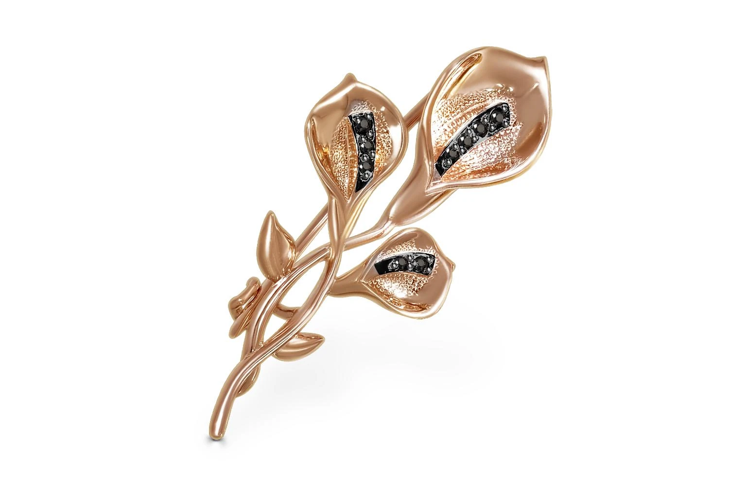 Брошь Цветок из красного золота с 9 фианитами