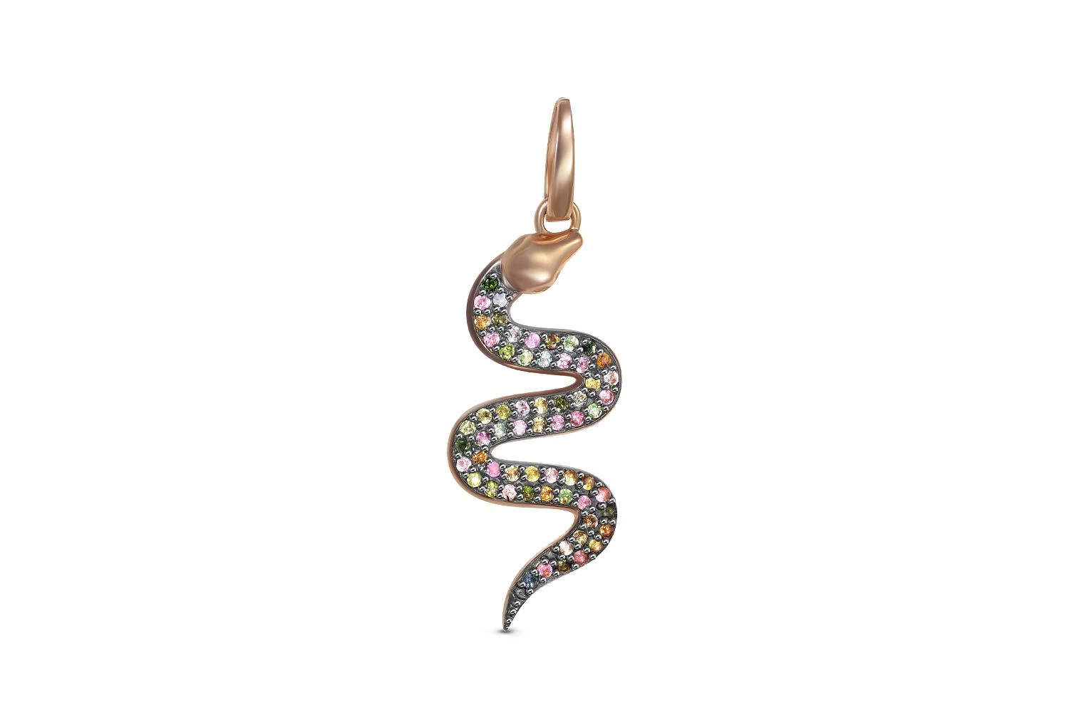 Подвеска Змея из красного золота с 61 турмалинами