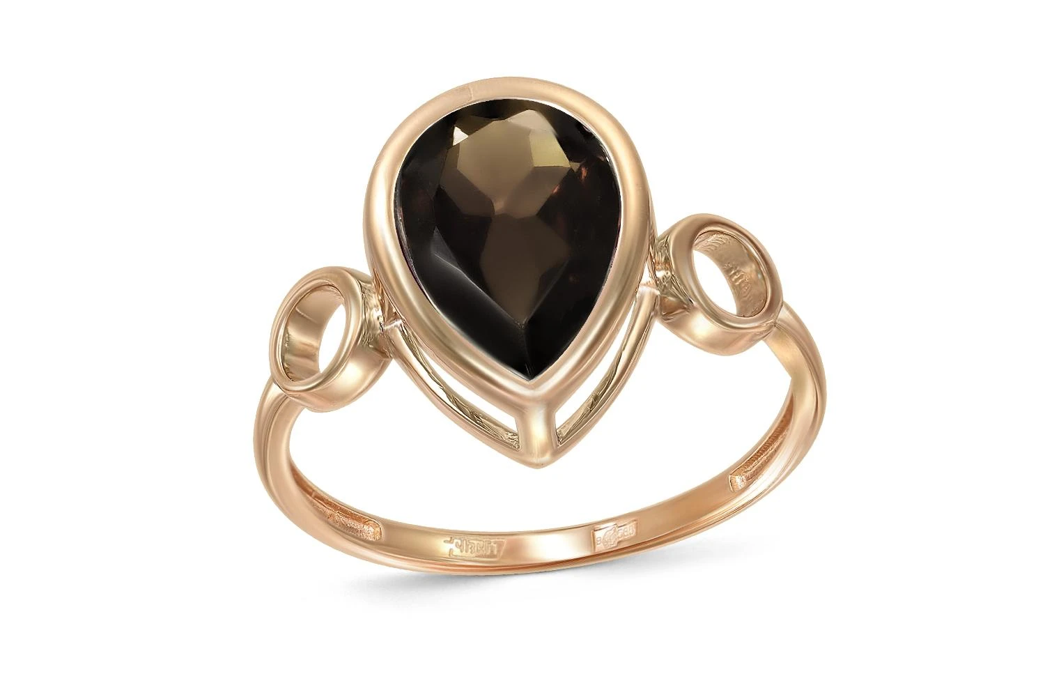 Кольцо из красного золота с раухтопазом