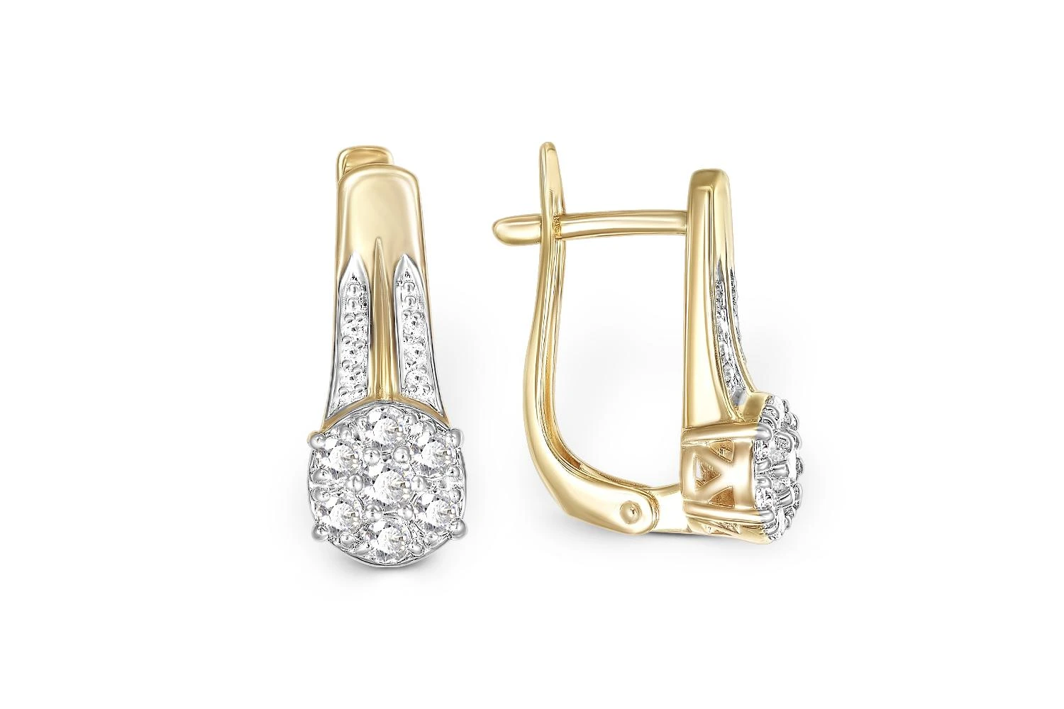 Серьги из жёлтого золота с 26 фианитами