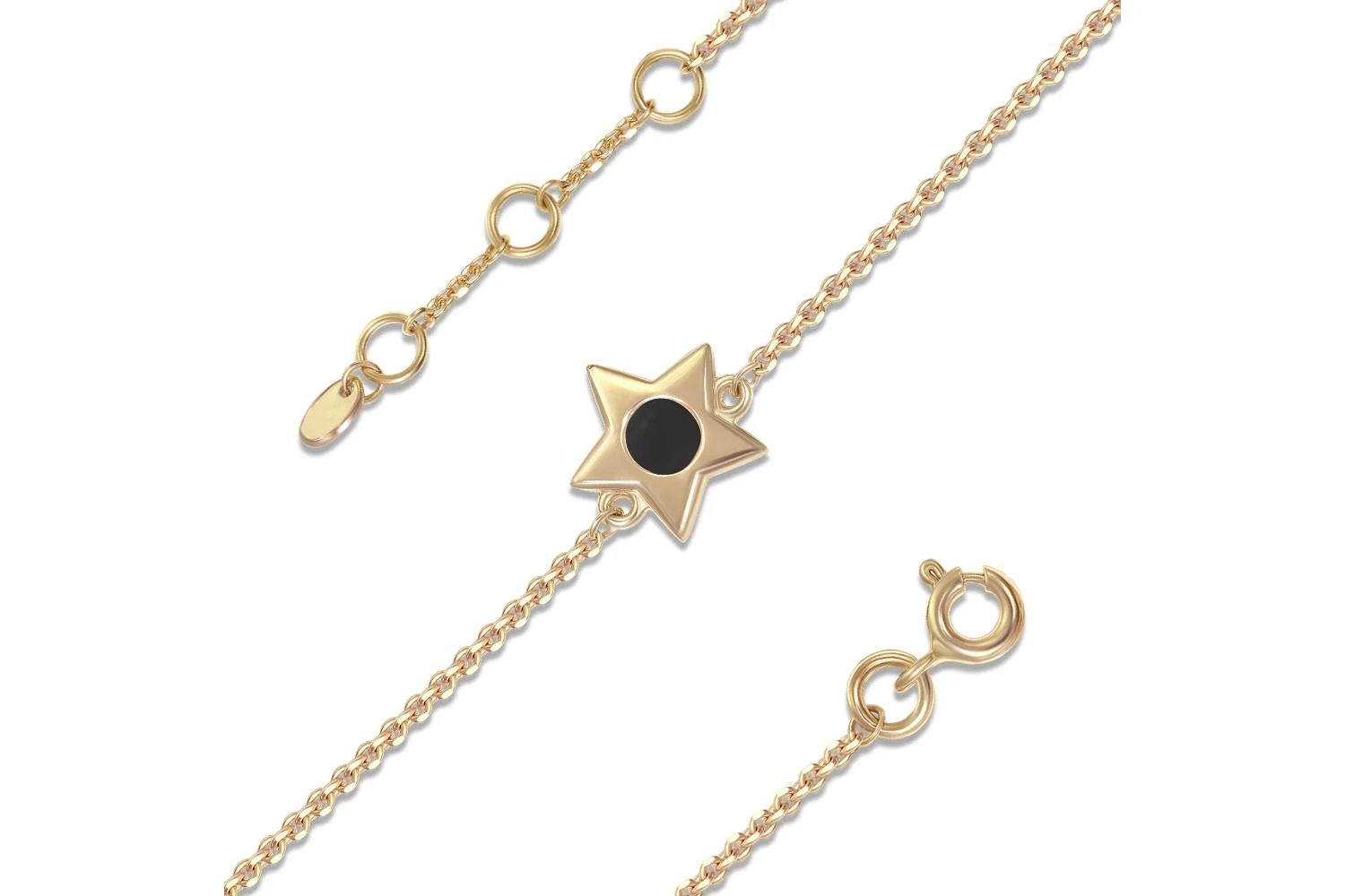 Детский браслет Звезда из жёлтого золота с ониксом