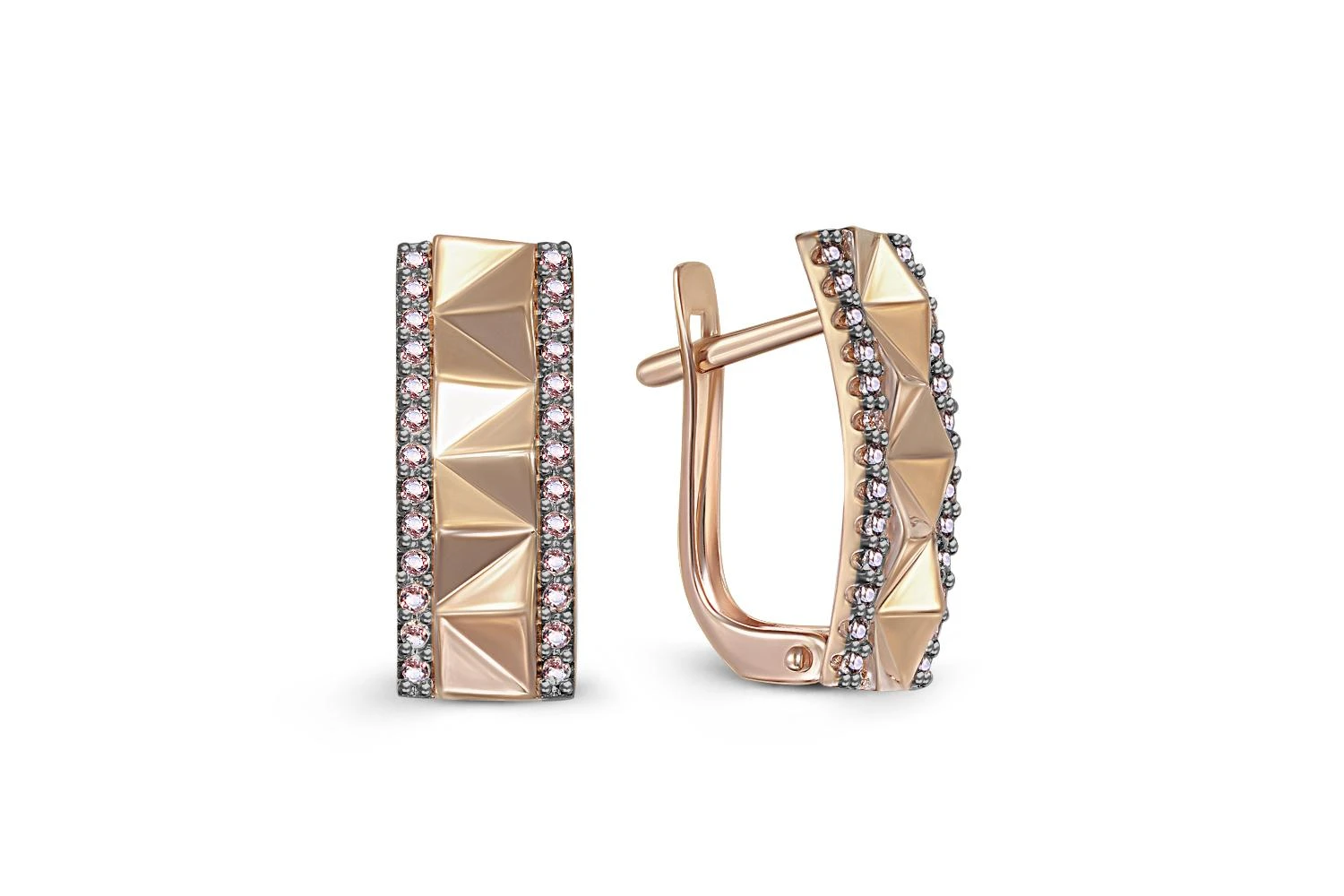 Серьги из красного золота с 52 фианитами