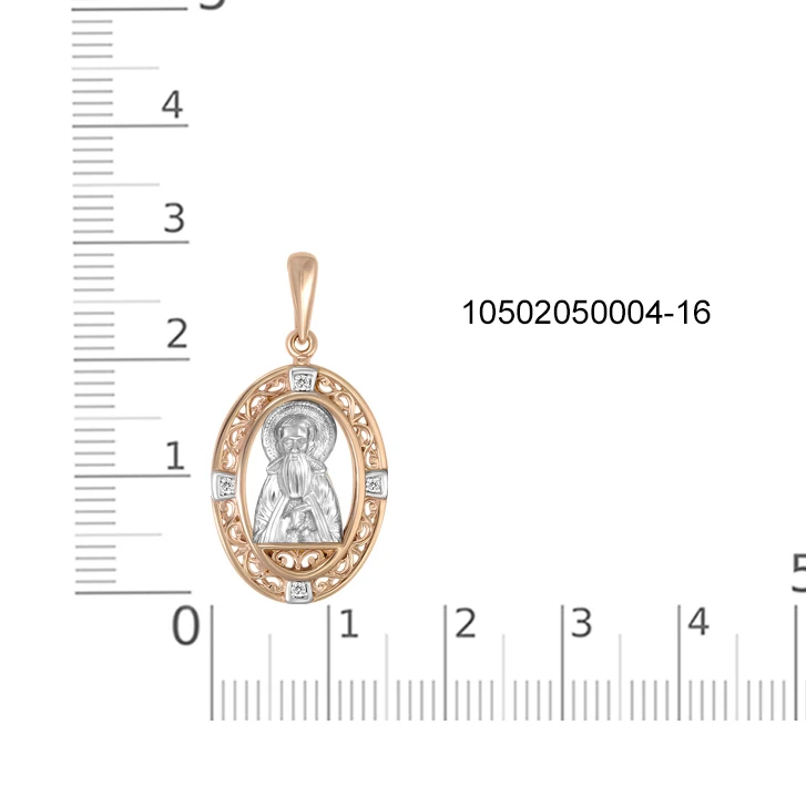 Иконка из красного золота с 4 фианитами