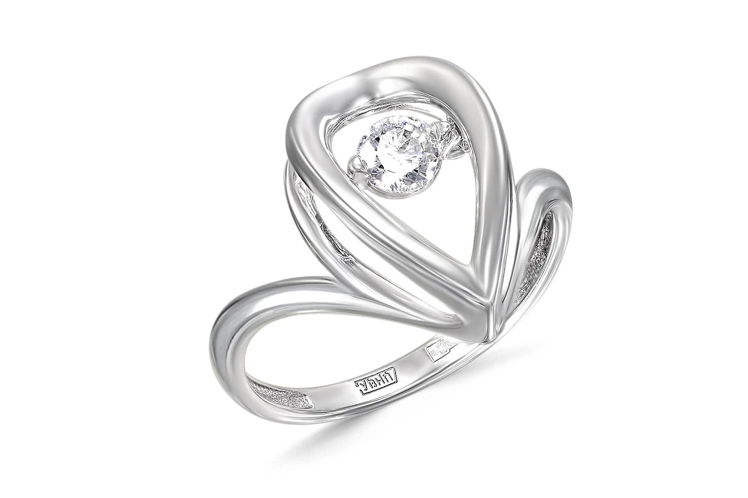 Кольцо из белого золота с бриллиантом