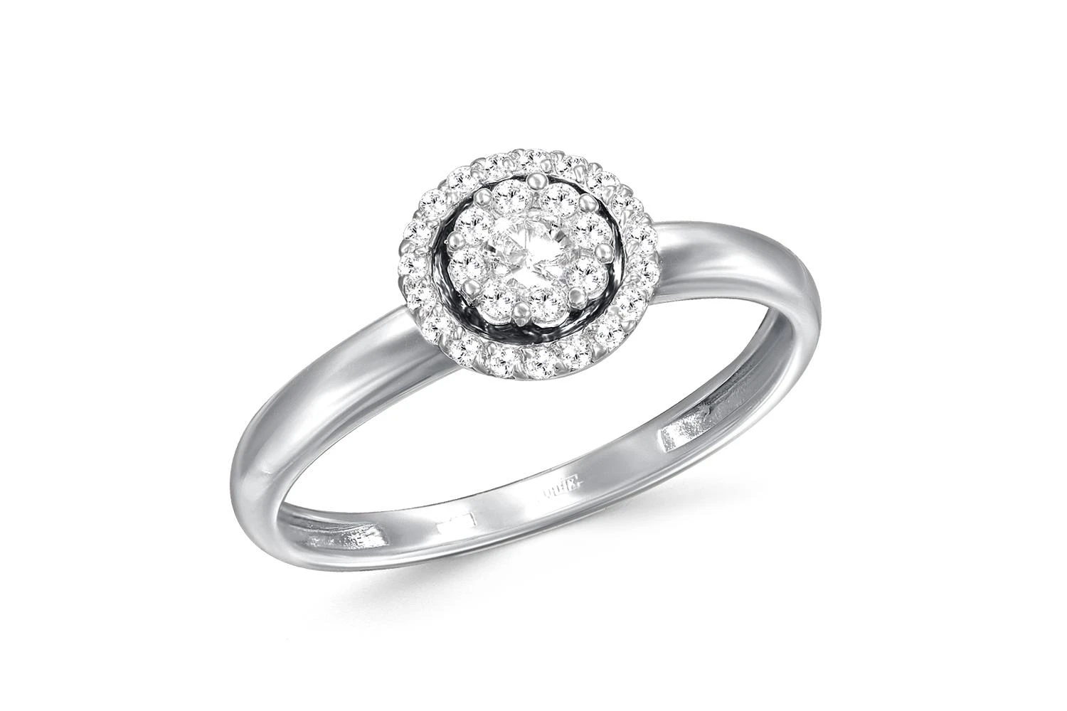 Кольцо Малинка из белого золота с 28 бриллиантами