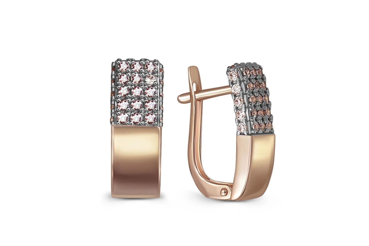 Серьги из красного золота с 56 фианитами
