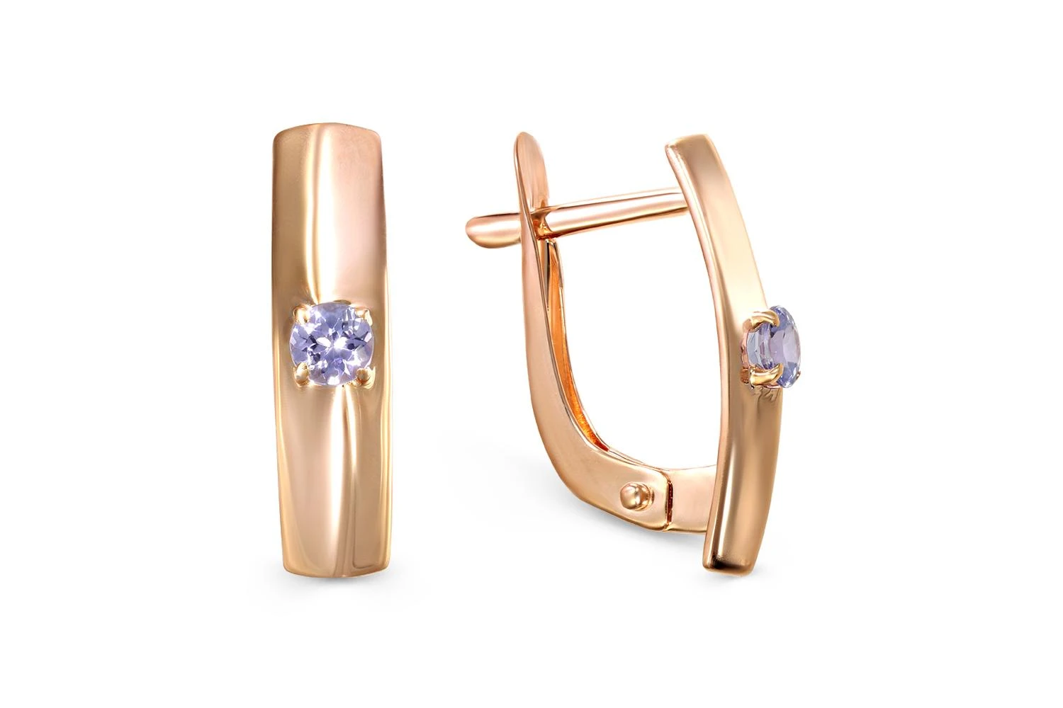Серьги из красного золота с 2 танзанитами