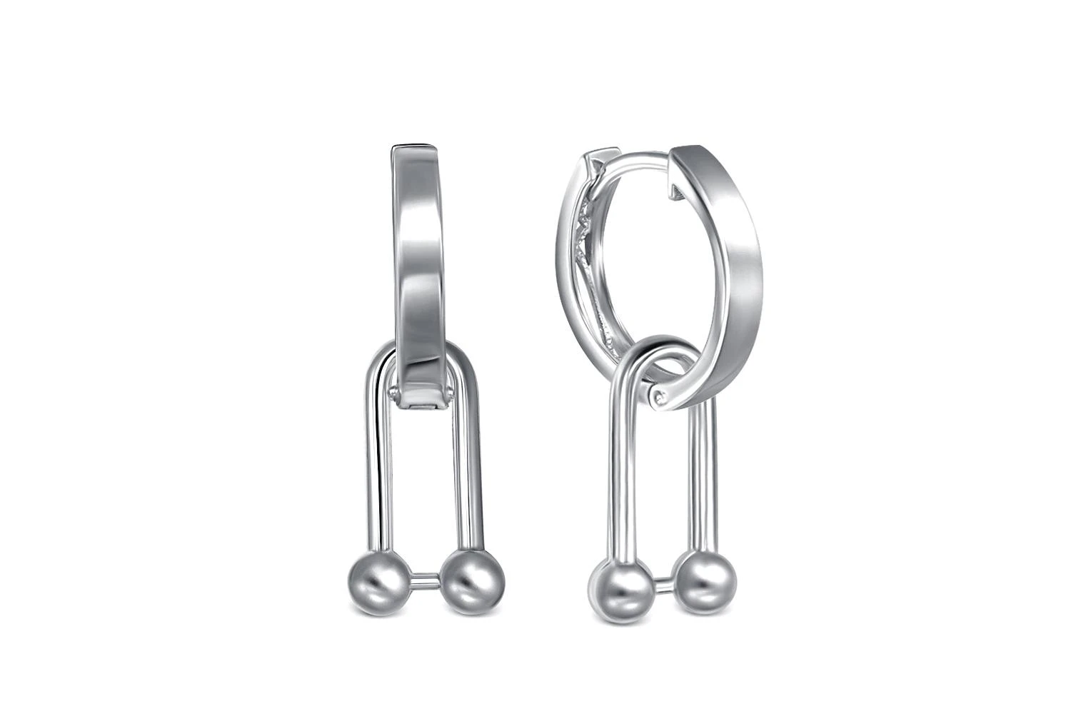 Серьги-трансформеры из белого золота без вставок