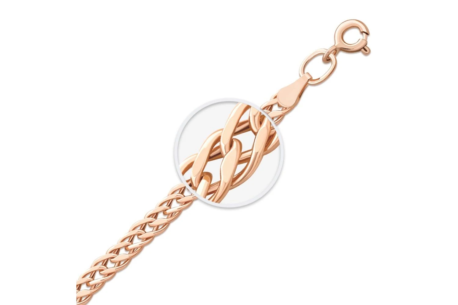 Цепь плетение двойной ромб ⌀ нити 0,70 мм  из красного золота