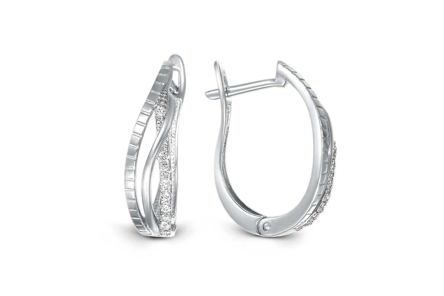 Серьги Дорожки из белого золота с 18 фианитами