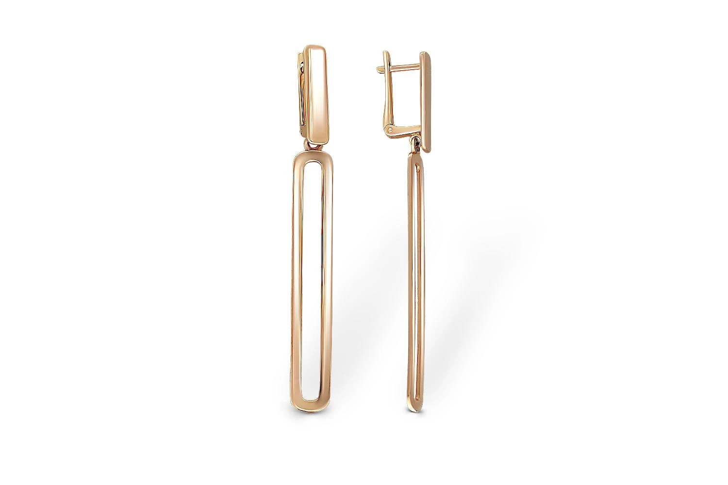 Серьги Прямоугольники из красного золота без вставок