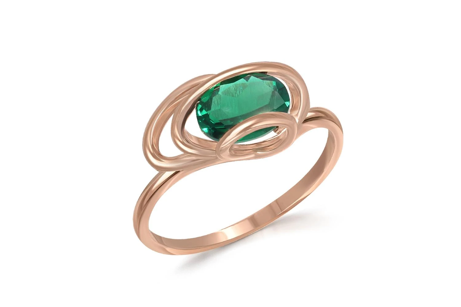 Кольцо из красного золота с изумрудом