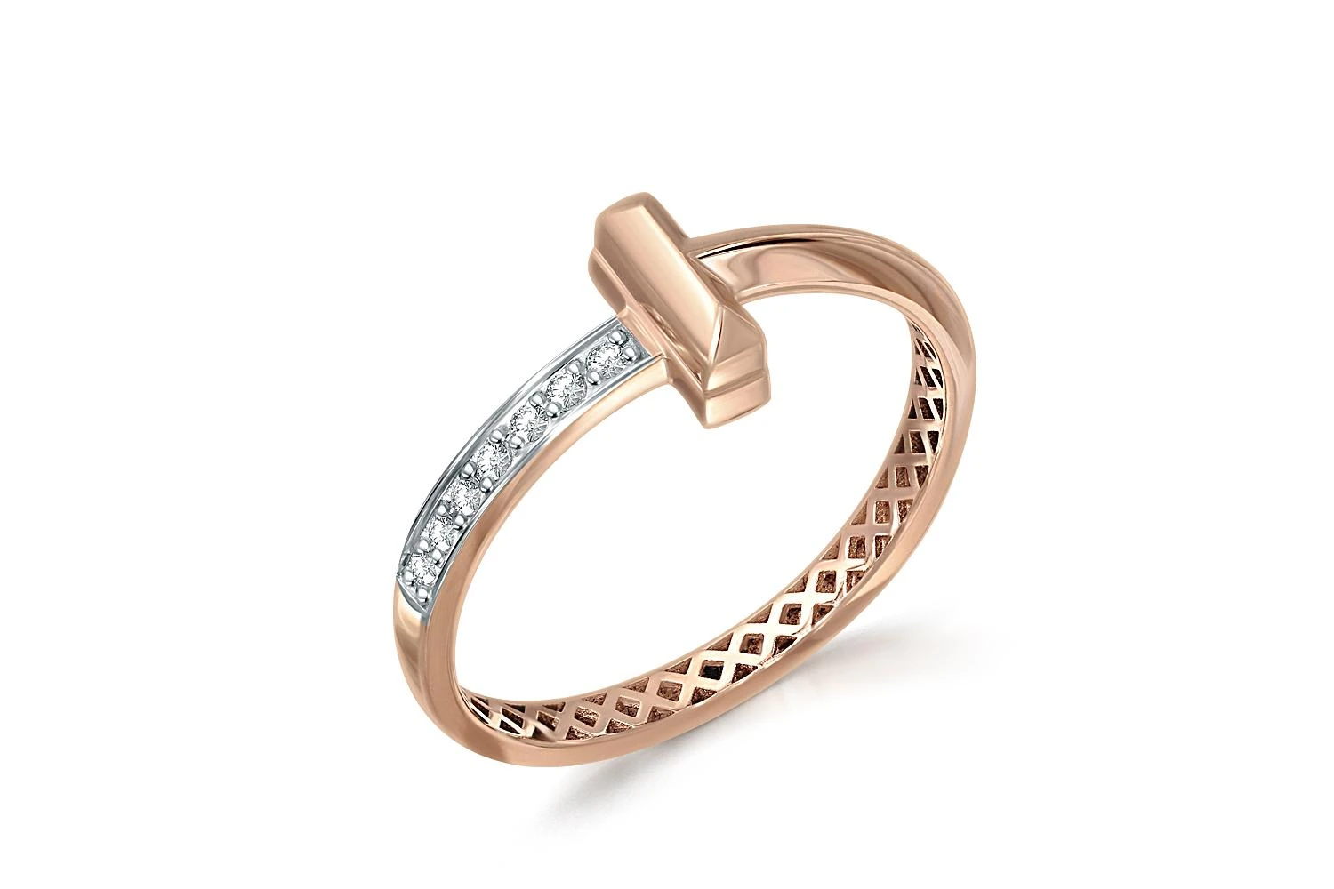 Кольцо из красного золота с 7 фианитами