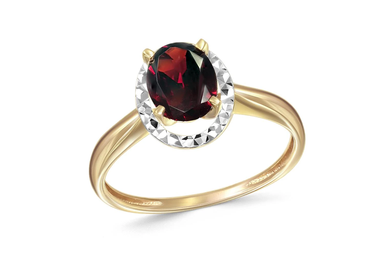 Кольцо из жёлтого золота с гранатом