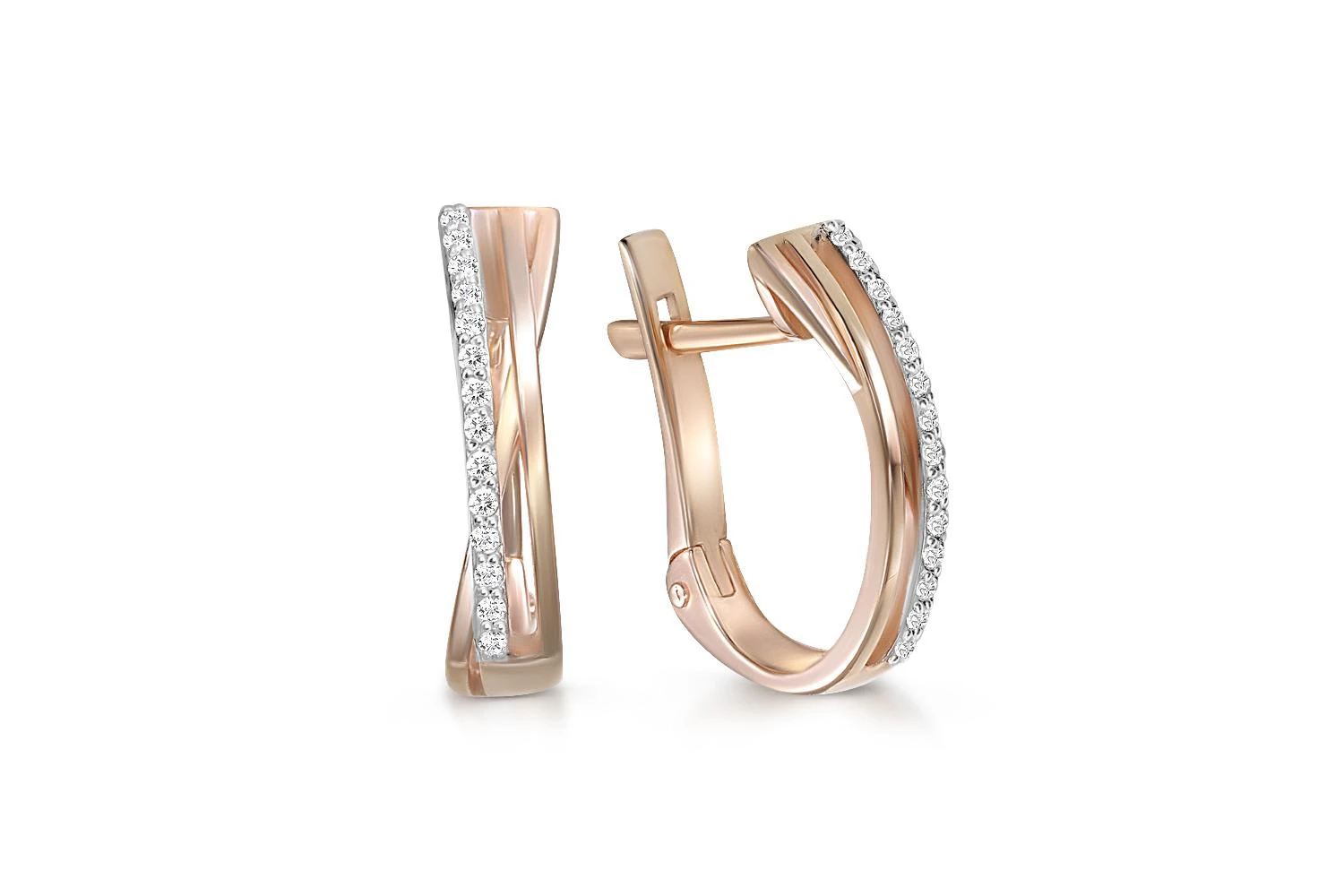 Серьги Дорожки из красного золота с 28 фианитами