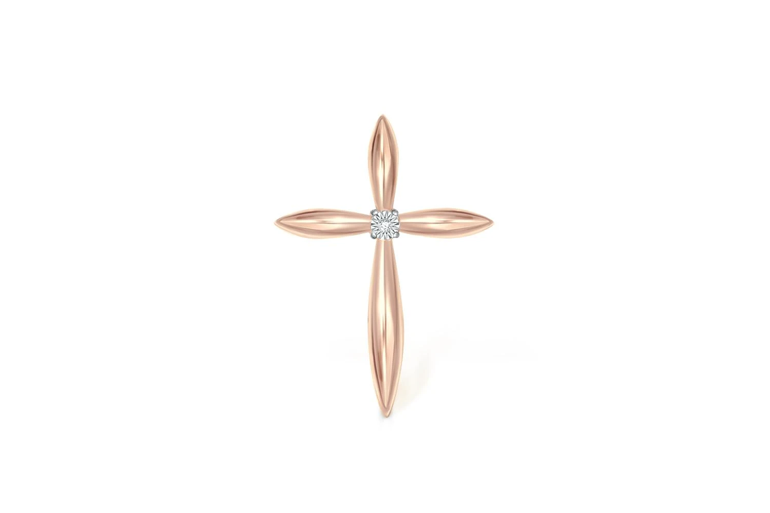 Крест из красного золота с бриллиантом