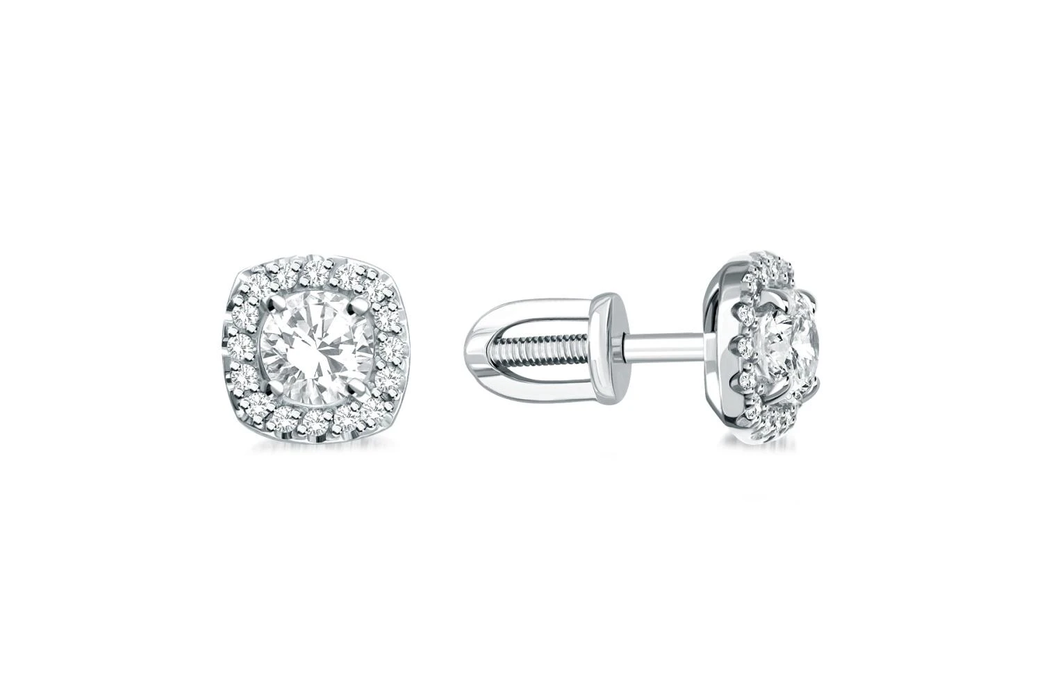 Серьги-пусеты из белого золота с 34 бриллиантами