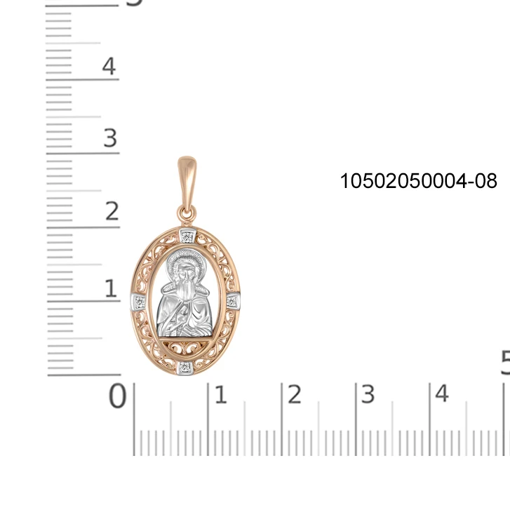 Иконка из красного золота с 4 фианитами